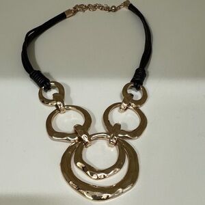 Chic Gold Necklace with Black Cord